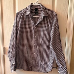 H&M Men's Burgundy and White Checkered Shirt
